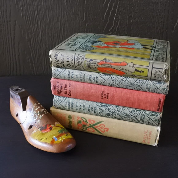 Vintage | Accents | Vintage Antique Childrens Book Stack Red Green ...